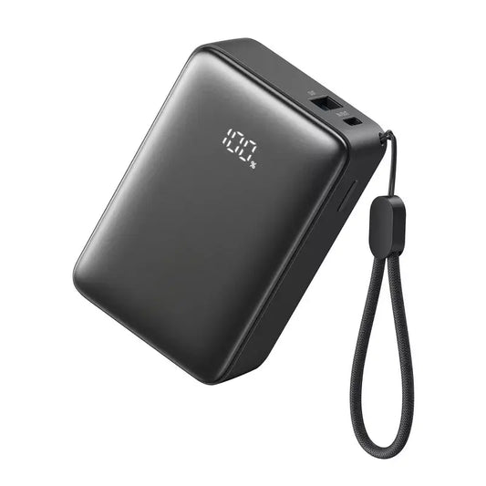 Pocket-Sized Portable Charger with Dual Ports and Digital Battery Gauge