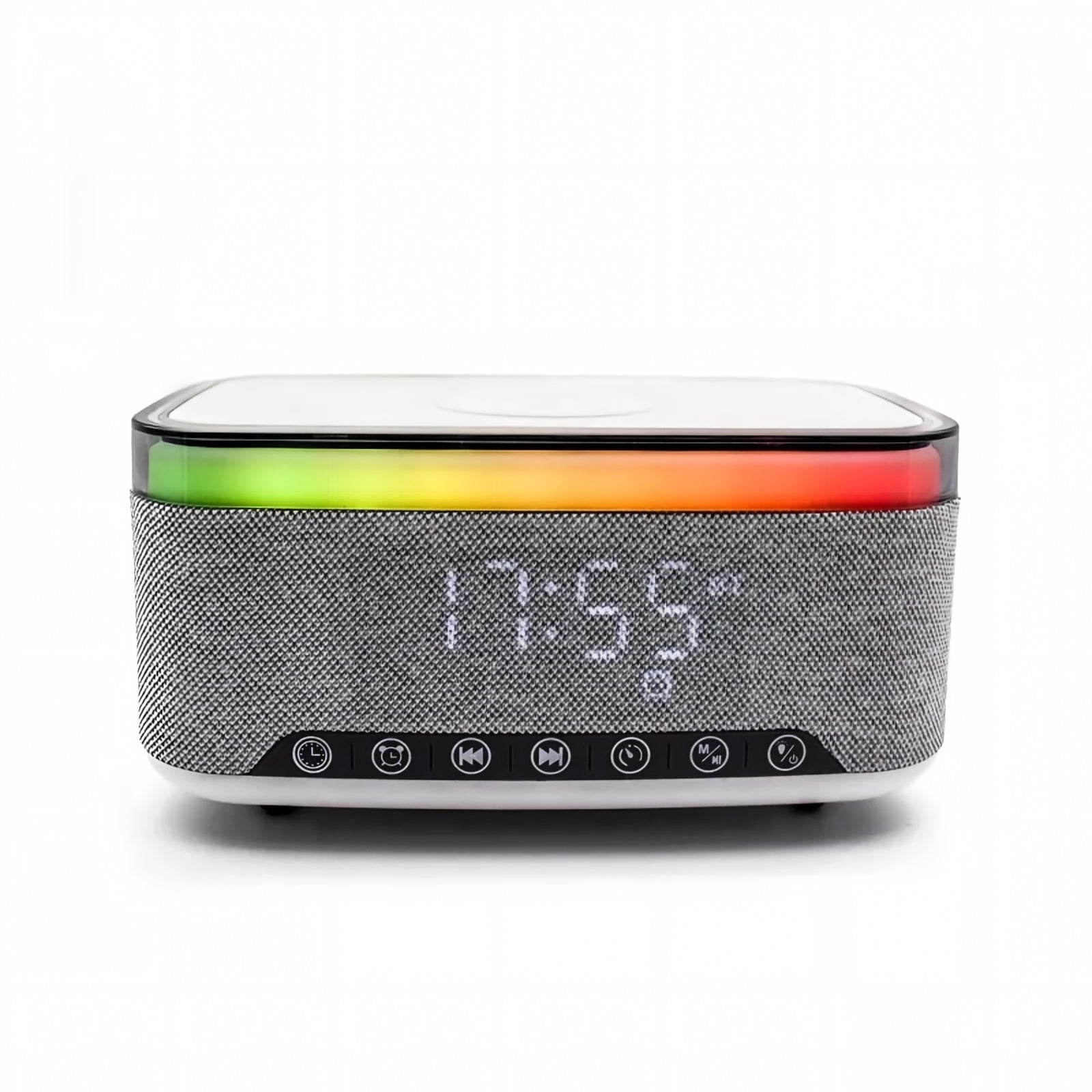 White Noise Music Ringtone Bluetooth Speaker with Wireless Charger and Alarm CLock