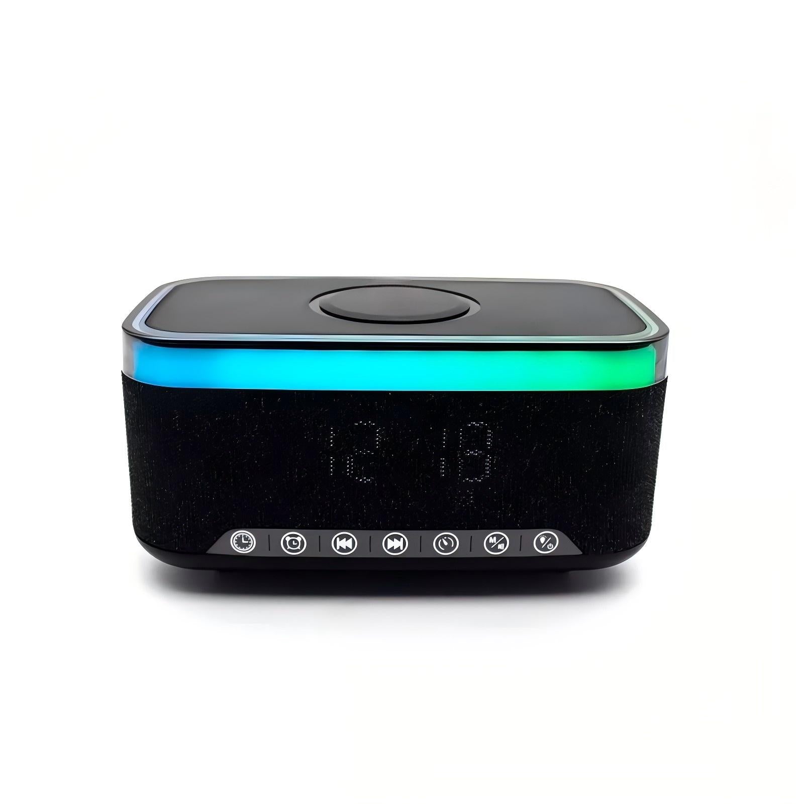 White Noise Music Ringtone Bluetooth Speaker with Wireless Charger and Alarm CLock